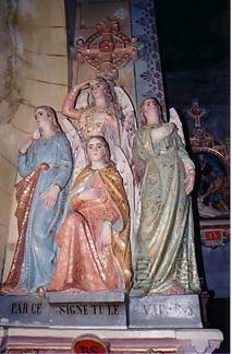 Eglise de Rennes-le-Château, les quatre anges au-dessus d'Asmodéé